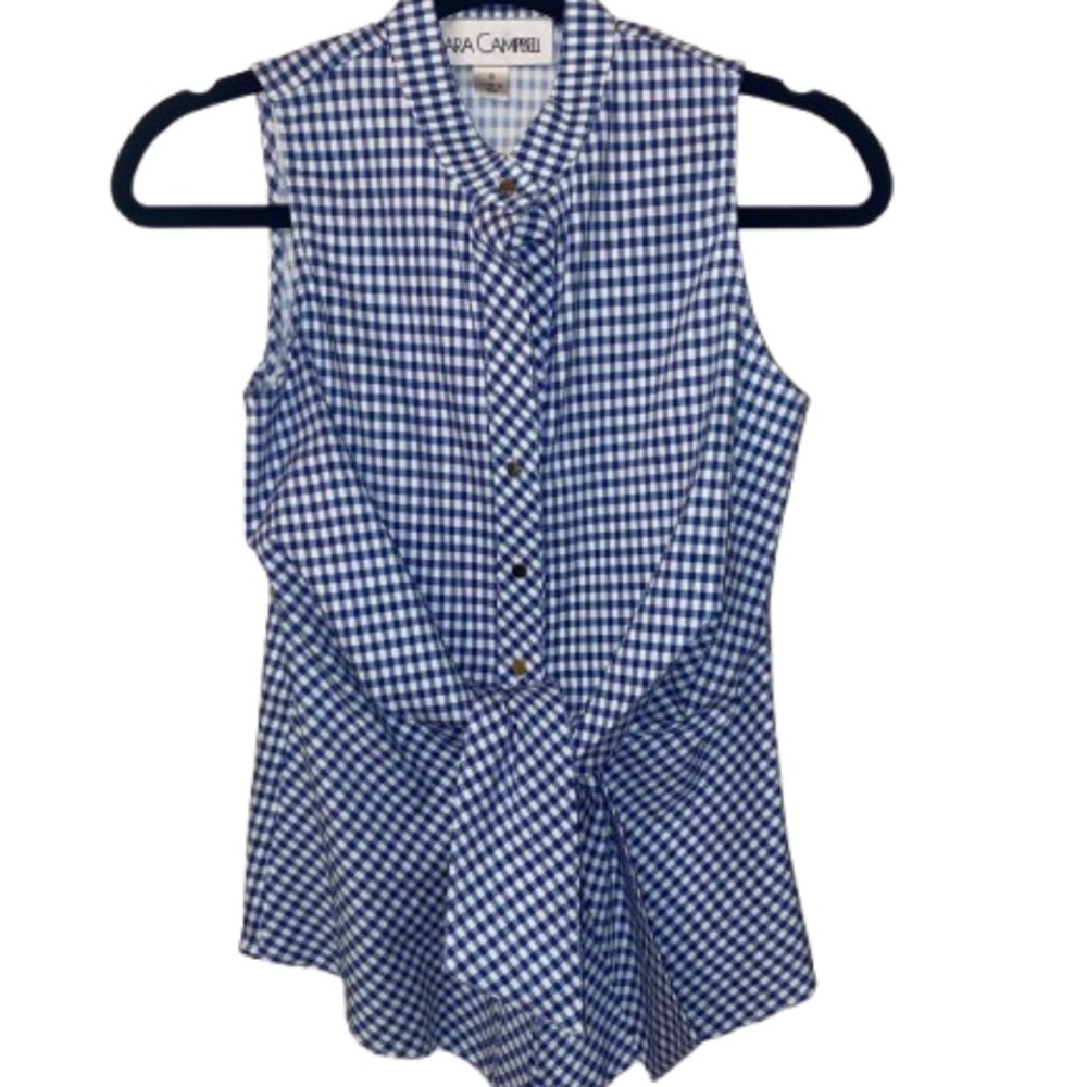 Sara Campbell Blue Checkered Button Down Shirt